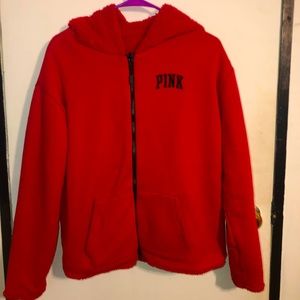 VS/PINK red fuzzy jacket